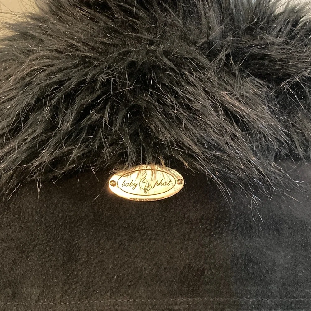 Baby Phat Black Leather Jacket with Faux Fur - Picture 5 of 15